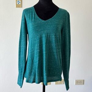 Sonoma Teal Heathered V-Neck Long Sleeve Top